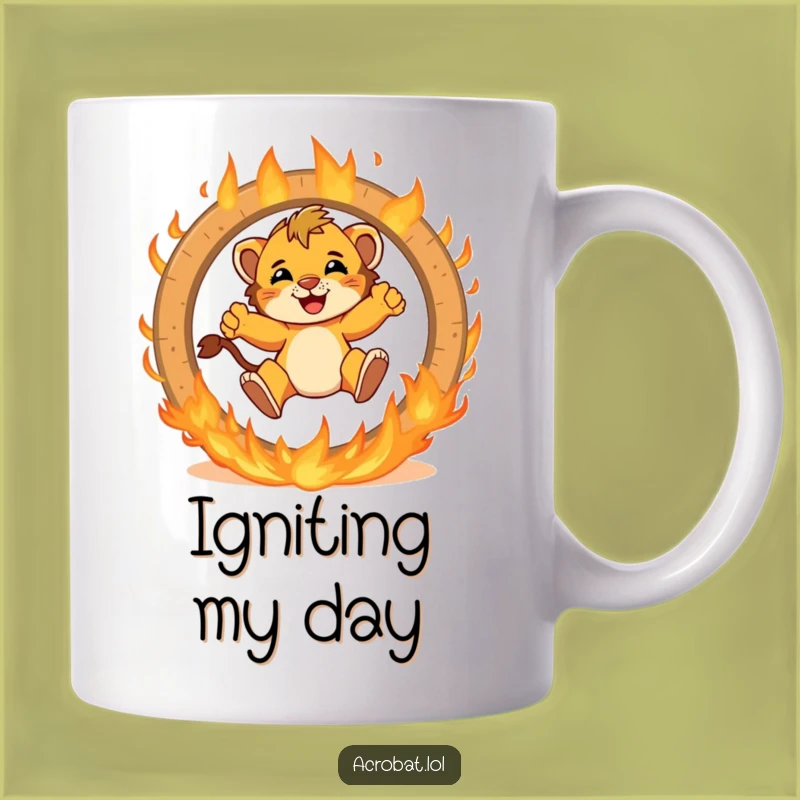 Funny Lion Cub Fire Ring Mug - Brave Adventurer Gift for Kids & Adults