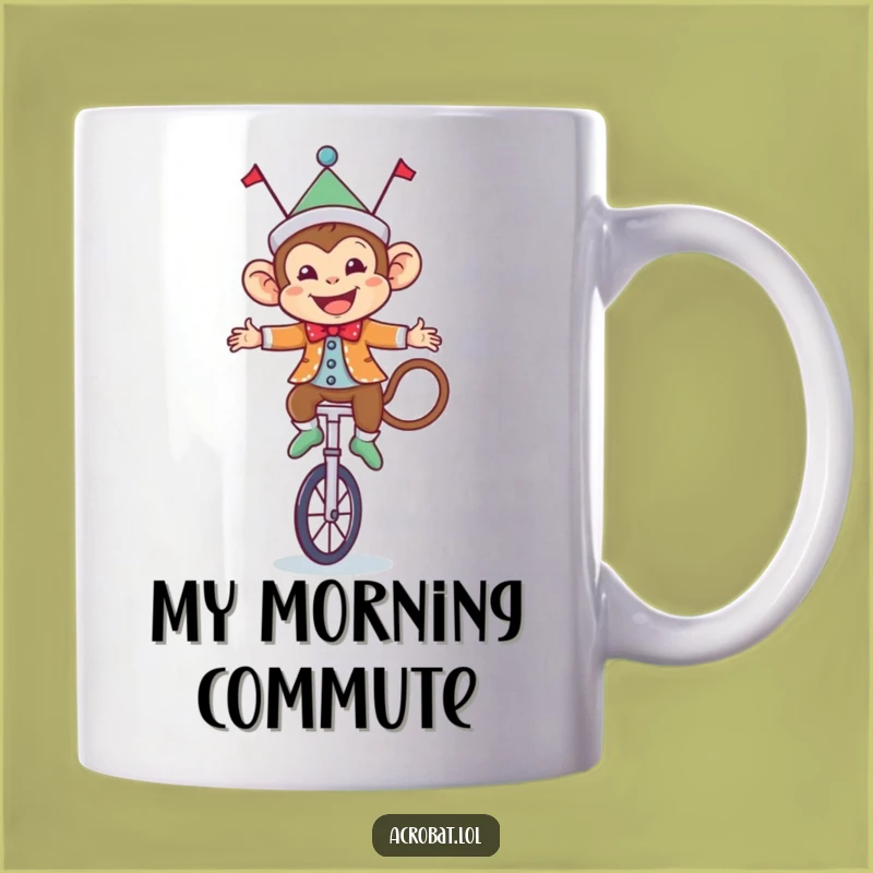 Funny Monkey Acrobat Mug: Happy Circus Unicyclist, Perfect Gift for Laughter!