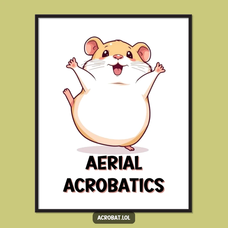 Funny Hamster Acrobat Digital Art - Comical Pet Decor, Hilarious Instant Gift