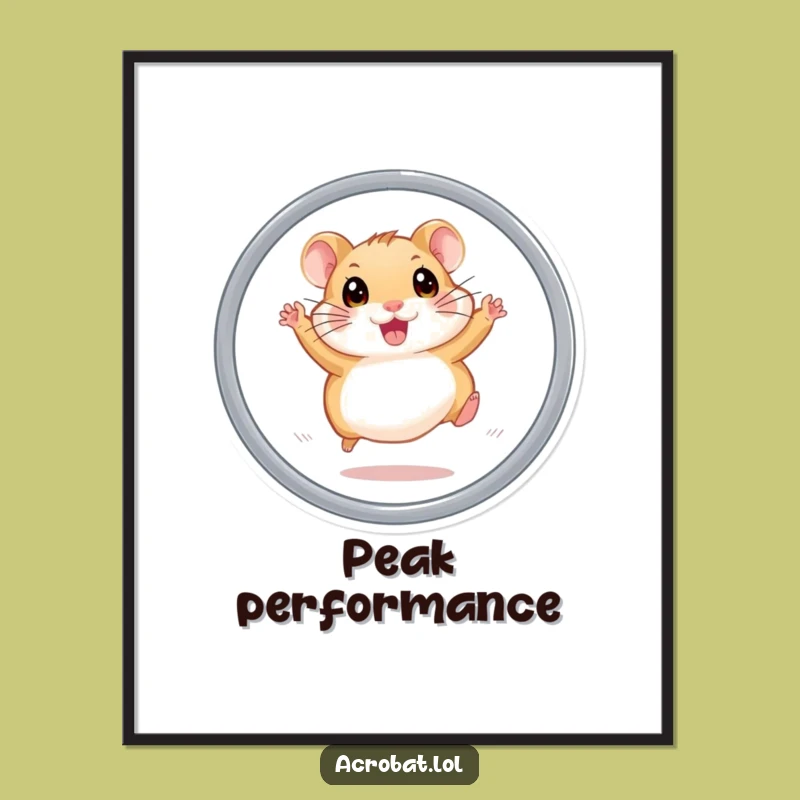 Funny Hamster Hoop Jump Digital Art - Instant Humorous Wall Decor Download
