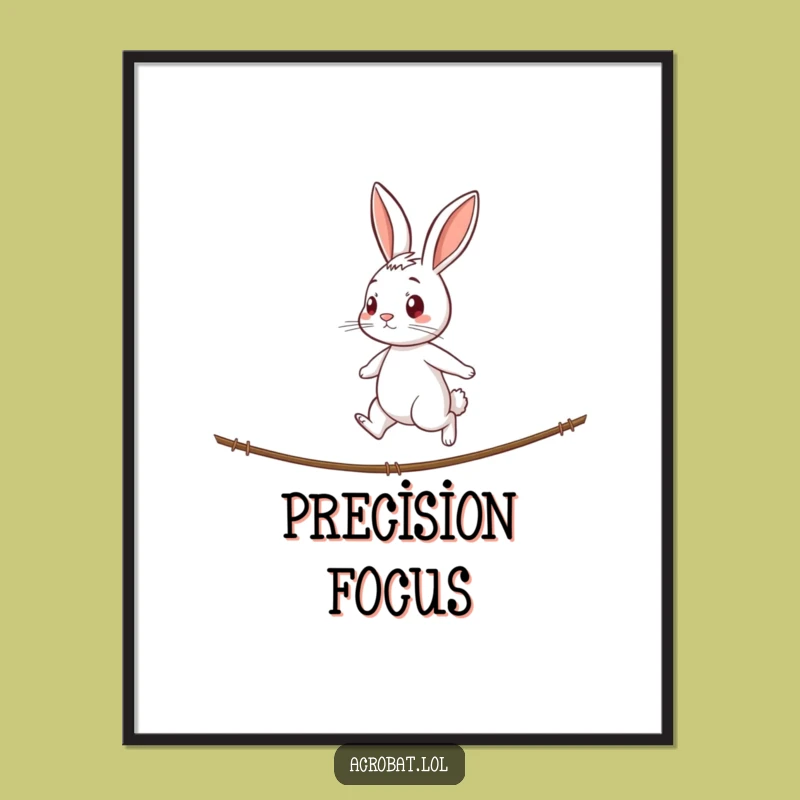 Funny Rabbit Tightrope Digital Art - Instant Focused Wall Decor Download