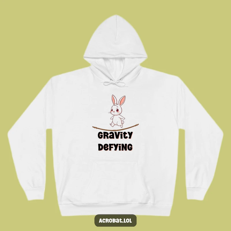 Funny Rabbit Tightrope Hoodie - Cozy & Determined Animal Lover Sweatshirt