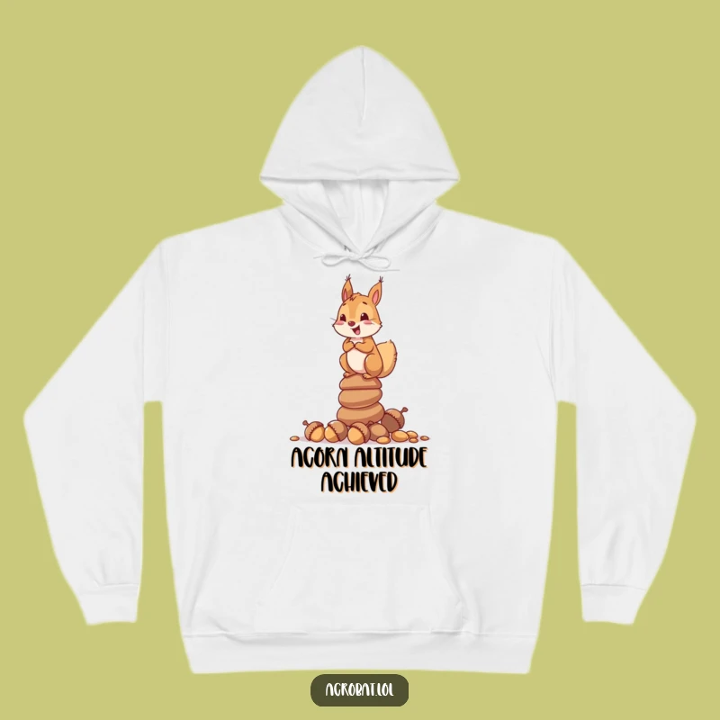 Funny Squirrel Acorn Balance Hoodie - Cozy Critter Wear, Delightful Gift for Him/Her