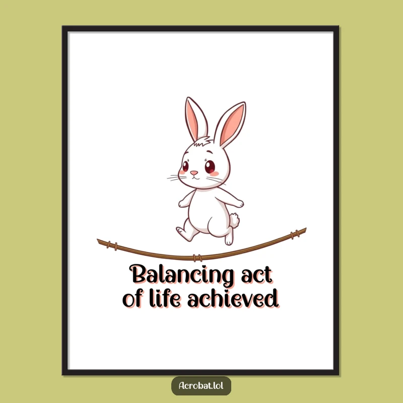 Free Printable Rabbit Tightrope Art: Focused Wall Decor for a Funny Downloadable Gift!