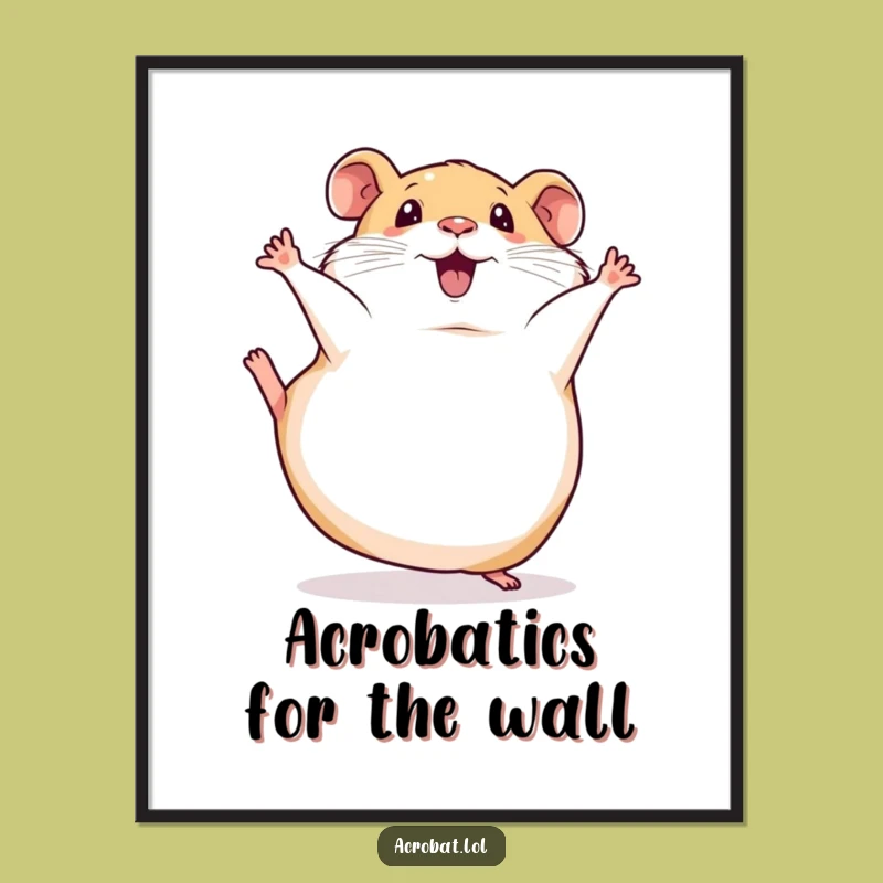 Funny Free Printable Wall Art: Hamster Somersault Downloadable Decor