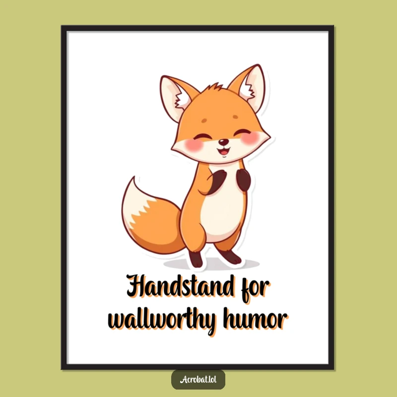 Funny Free Printable Wall Art: Fox Handstand Downloadable Decor
