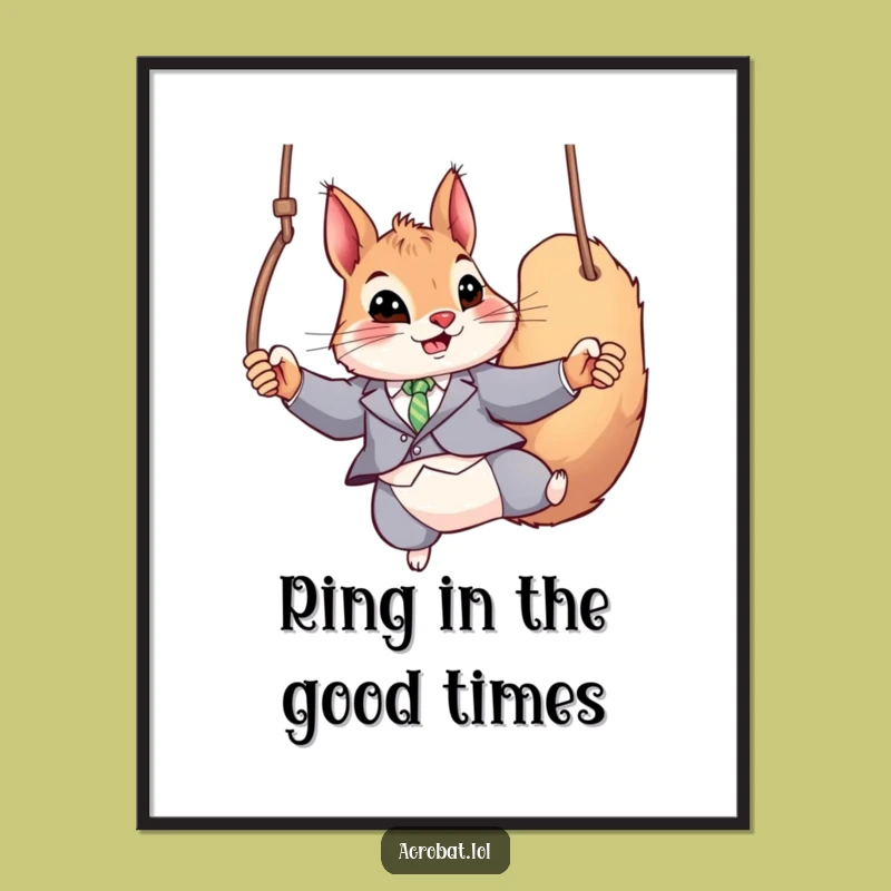 Free Printable Wall Art: Squirrel Acrobat, Amusing Downloadable Decor for Gym or Office