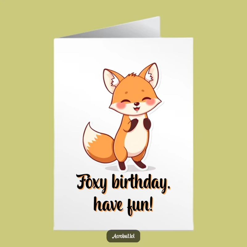 Free Printable Birthday Card: Fox Handstand Fun Downloadable Gift