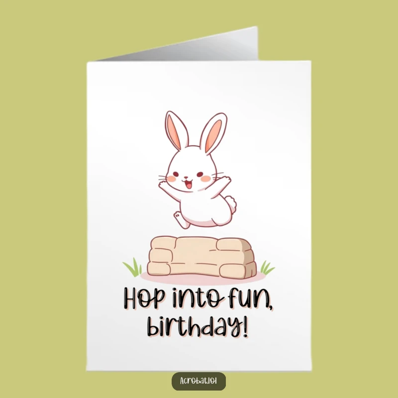 Free Printable Birthday Card: Rabbit Jump High Downloadable Gift