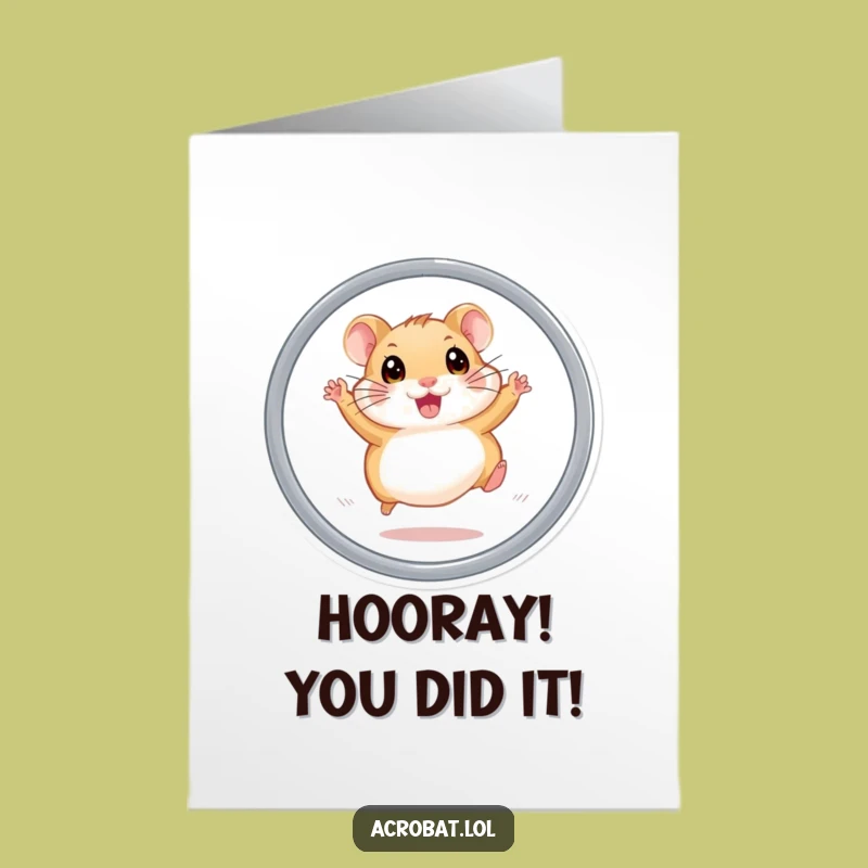 Free Printable Hamster Birthday Card: Energetic Hoop Jumper for a Funny Downloadable Gift!