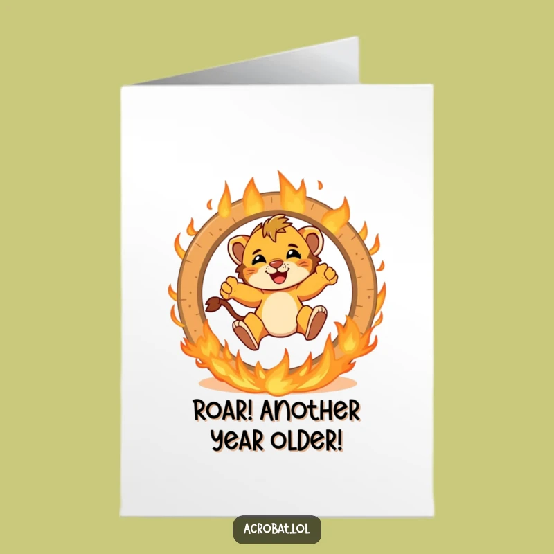 Free Printable Lion Cub Birthday Card: Flaming Ring Jump for a Funny Downloadable Gift!