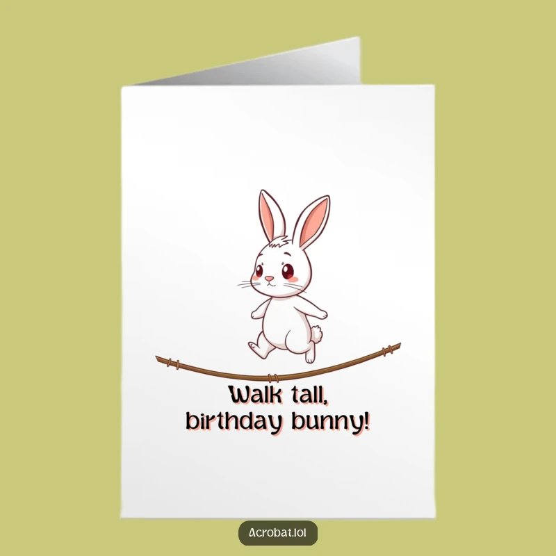 Free Printable Rabbit Birthday Card: Tightrope Walker for a Funny Downloadable Gift!