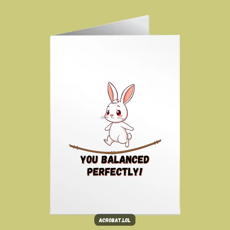 Free Printable Rabbit Card: Tightrope Triumph for Your Funny Congratulations Gift!