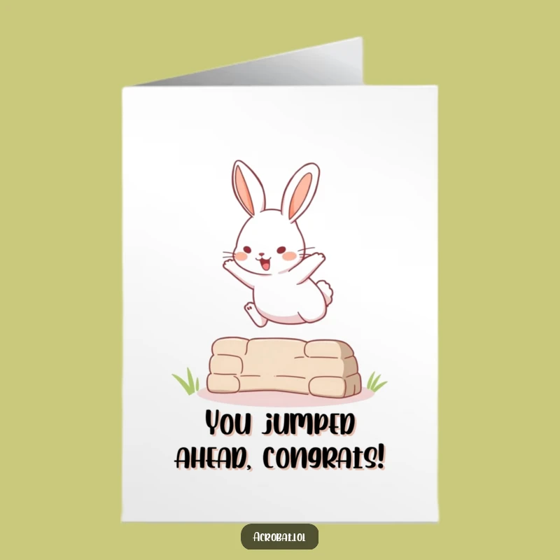 Free Printable Congrats Card: Rabbit Jump High Downloadable Gift