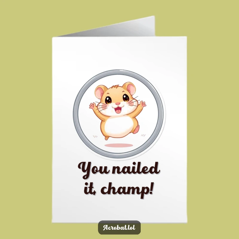 Free Printable Hamster Card: Big Win Hoop Jump for Your Funny Congratulations Gift!