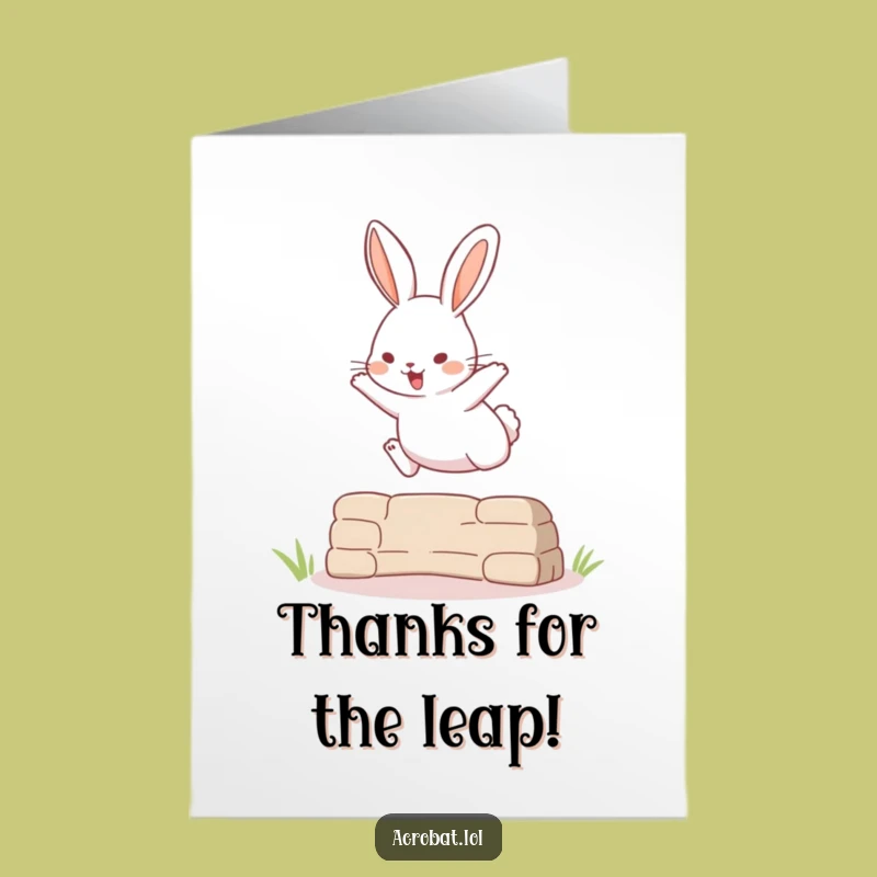 Free Printable Thank You Card: Rabbit Jump High Downloadable Gift