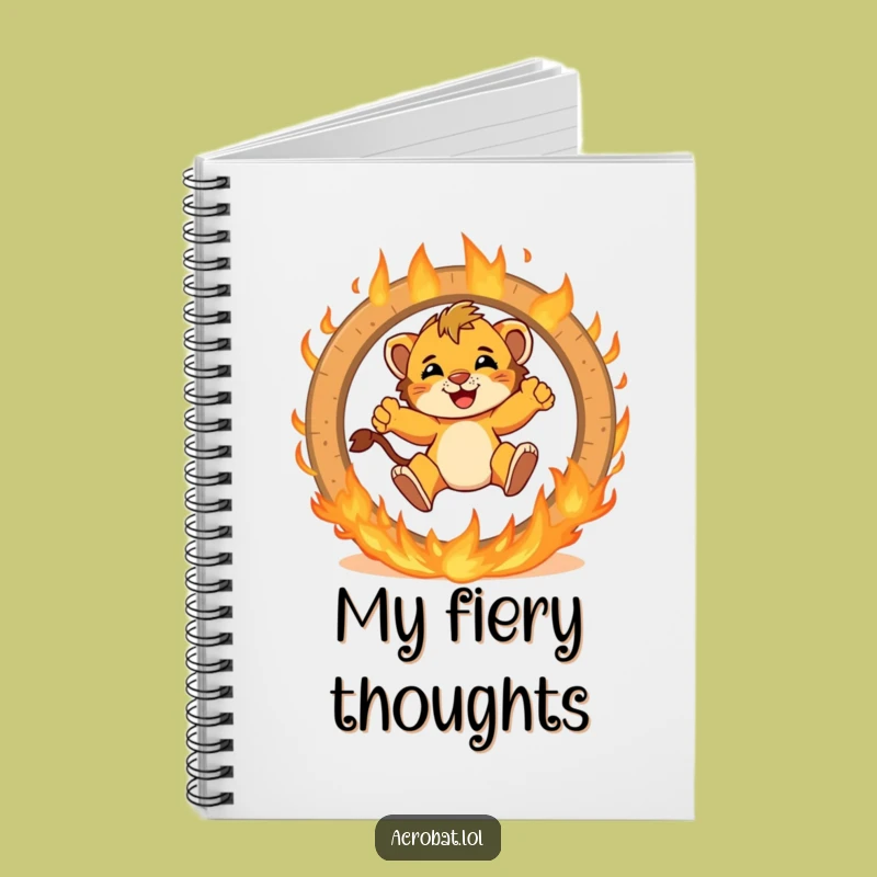 Funny Lion Cub Fire Ring Notebook - Journal Your Adventures with Brave Spirit